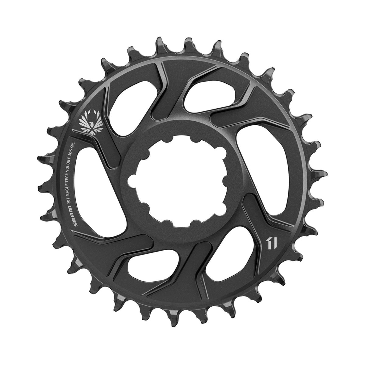 Plateau Mono SRAM X-SYNC 2 EAGLE 12V Direct Mount Offset 4mm Noir — vue du plateau sur fond blanc