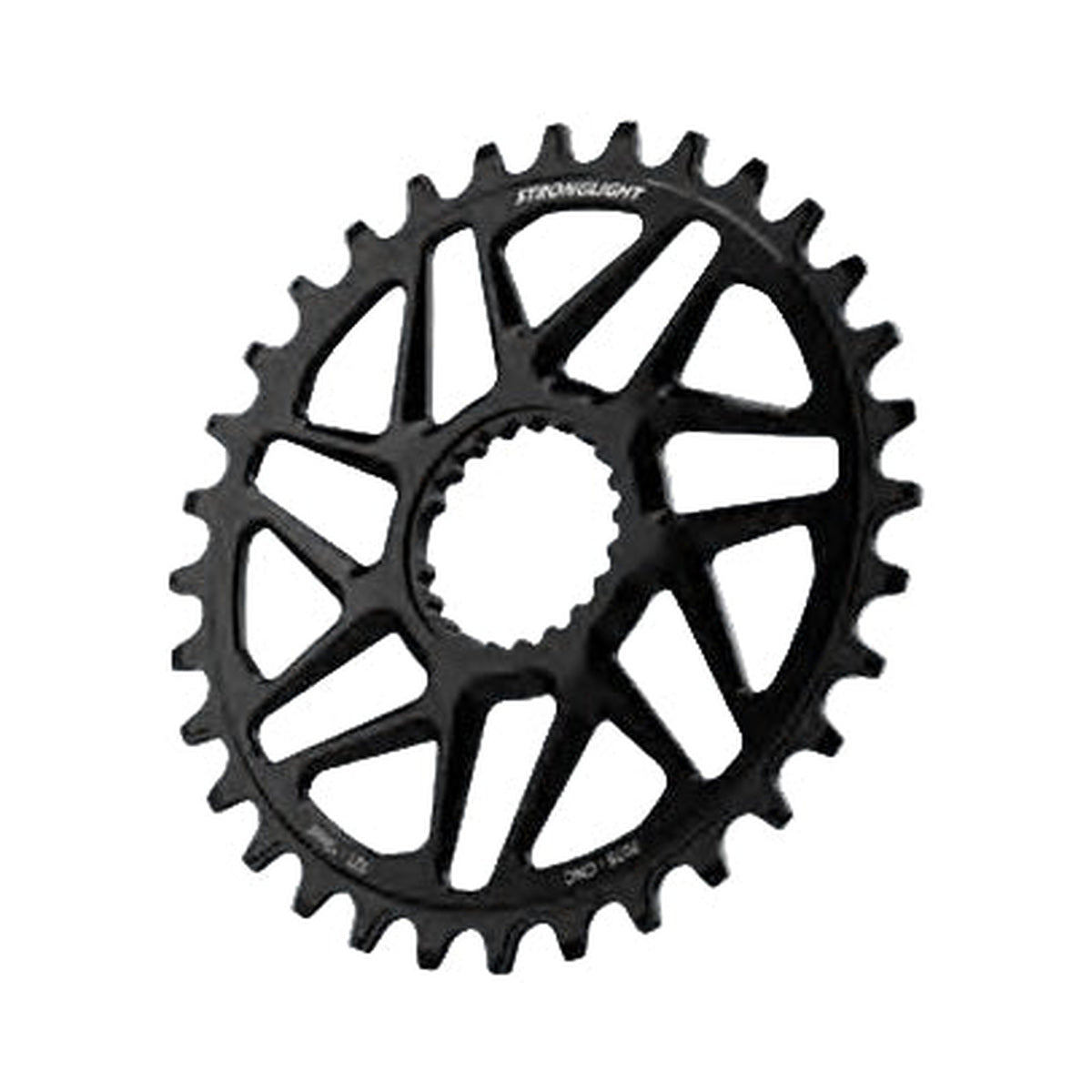 STRONGLIGHT SHIMANO FC-M6100/7100/8100 enkelklinga för 12 växlar, direktmontering, 3 mm offset, Boost — klingan mot vit bakgrund