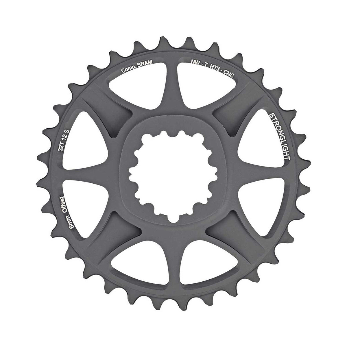 Plateau Mono STRONGLIGHT SRAM EAGLE XX1/X01 12V HT3 Direct Mount Offset 3mm Boost — vue du plateau sur fond blanc