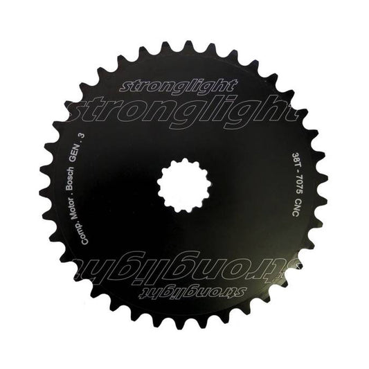 Plato monoplato STRONGLIGHT BOSCH GEN3 12 velocidades de montaje directo, macizo — vista del plato sobre fondo blanco