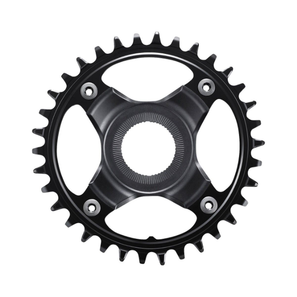 SHIMANO SM-CRE80-12-B E-Bike-1-fach-Kettenblatt, 12-fach, 55 mm Kettenlinie — Kettenblatt auf weißem Hintergrund
