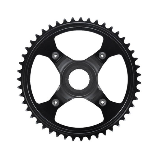 Plato monoplato para bicicleta eléctrica SHIMANO SM-CRE80-R 10/11 velocidades, línea de cadena de 50 mm — vista del plato sobre fondo blanco