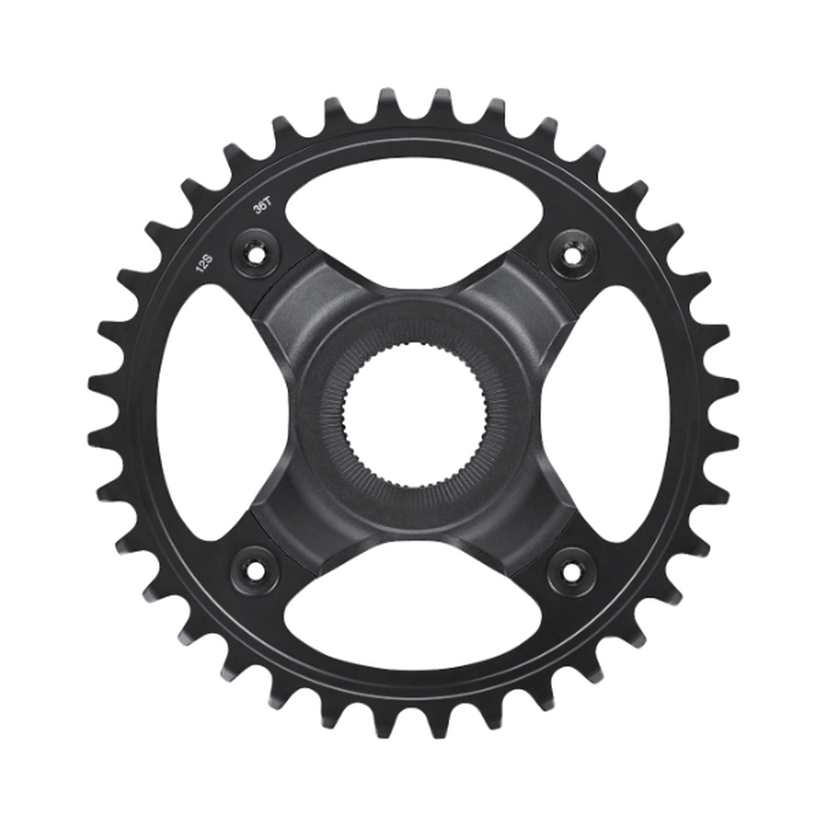 Prato único para bicicleta elétrica SHIMANO SM-CRE70-12-B 12V, linha de corrente de 55 mm — vista do prato sobre fundo branco