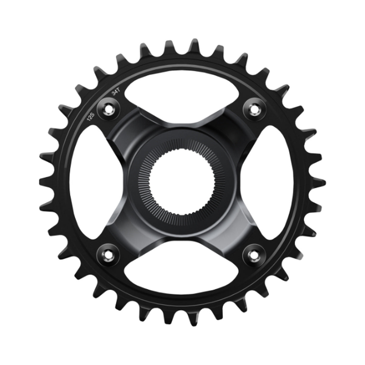 Převodník SHIMANO SM-CRE80-12-SB pro elektrokolo s jednopřevodníkem, 12rychlostní, řetězová linka 56,5 mm — pohled na převodník na bílém pozadí