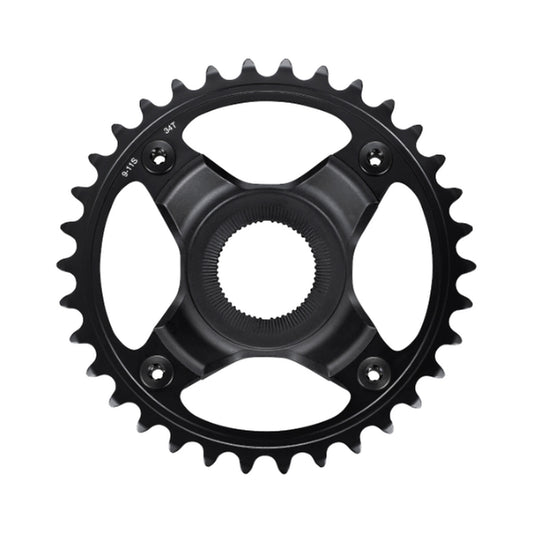 Plato monoplato para bicicleta eléctrica SHIMANO SM-CRE70-B 9/10/11 velocidades, línea de cadena de 55 mm — vista del plato sobre fondo blanco