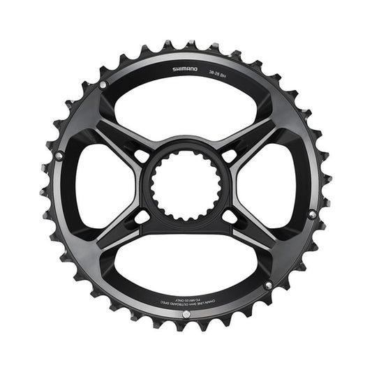 Plato exterior SHIMANO XTR para FC-M9120-B2 (28-38 dientes) 12 velocidades — vista del plato sobre fondo blanco
