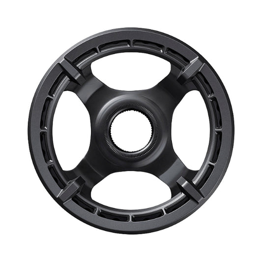 Plato monoplato para bicicleta eléctrica SHIMANO SM-CRE61 9/10/11 velocidades, guía de cadena simple — vista del plato sobre fondo blanco