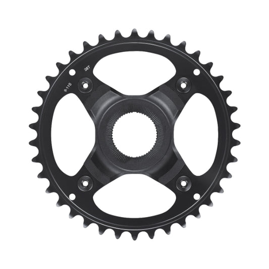 Plato monoplato para bicicleta eléctrica SHIMANO SM-CRE70 9/10/11 velocidades — vista del plato sobre fondo blanco