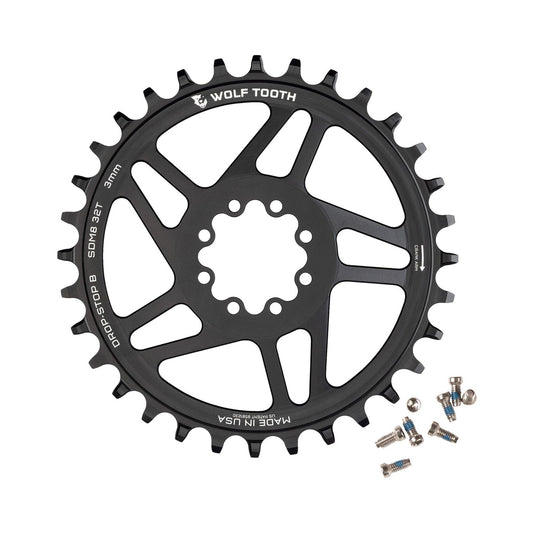 Zębatka do napędu jednorzędowego WOLF TOOTH 12-rzędowa, SRAM Direct Mount, 8 śrub, offset 3 mm — widok zębatki na białym tle