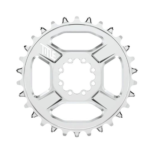 TITLE CR1 chainring, 12-speed, 8-bolt Shimano direct mount, chrome — chainring on a white background