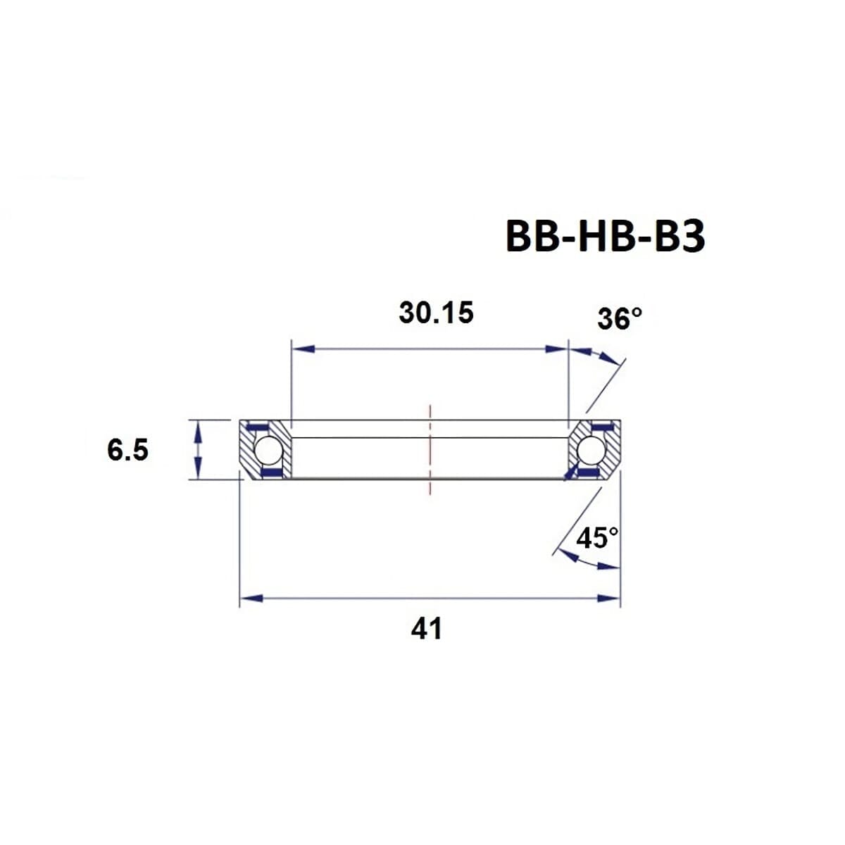 BLACK BEARING B3 rolamento de direção 1-1/8" 36/45° (30,15 x 41 x 6,5 mm)