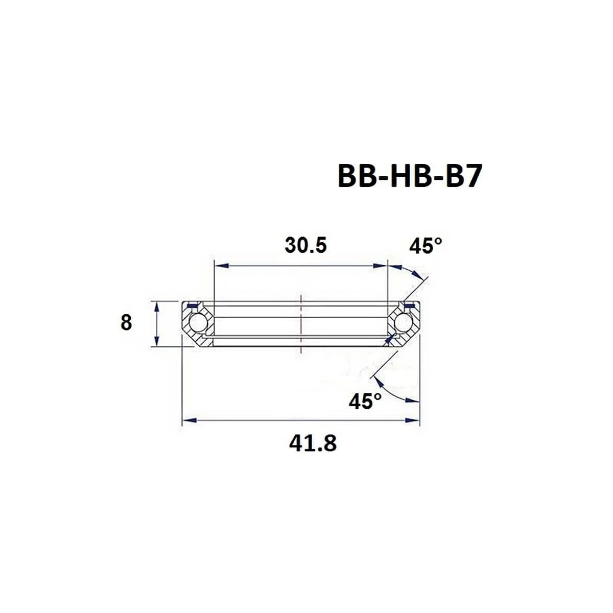 BLACK BEARING B7 cuscinetto di sterzo 1-1/8" 45/45° (30,5 x 41,8 x 8 mm)