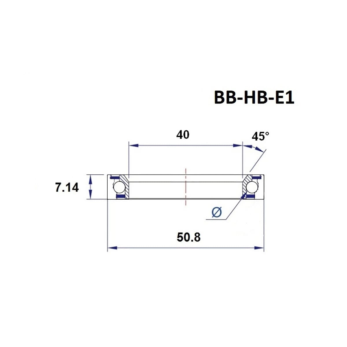 CUSCINETTO NERO E1 Cuscinetto Cannondale 1-1/2" 90/45° (40 x 50,8 x 7,14 mm)