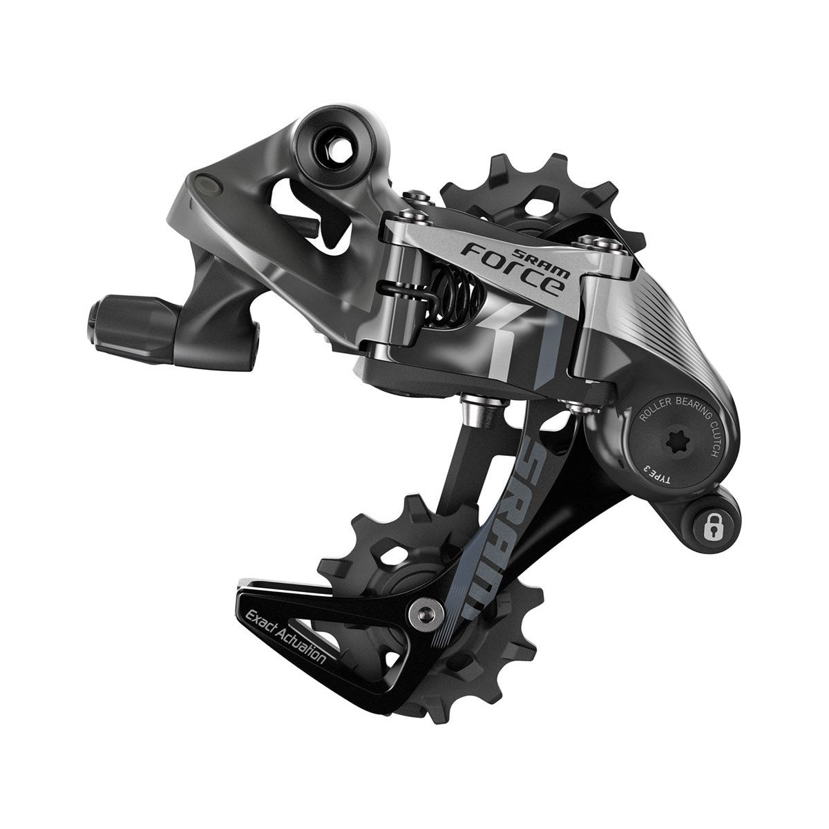 SRAM FORCE 1 11-speed achterderailleur met medium kooi – product op witte achtergrond