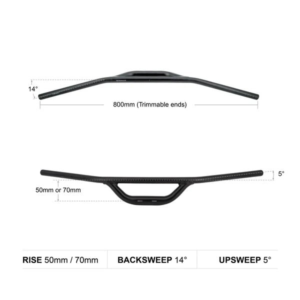 Manillar plano elevado REDSHIFT Rise 50 mm 800 mm