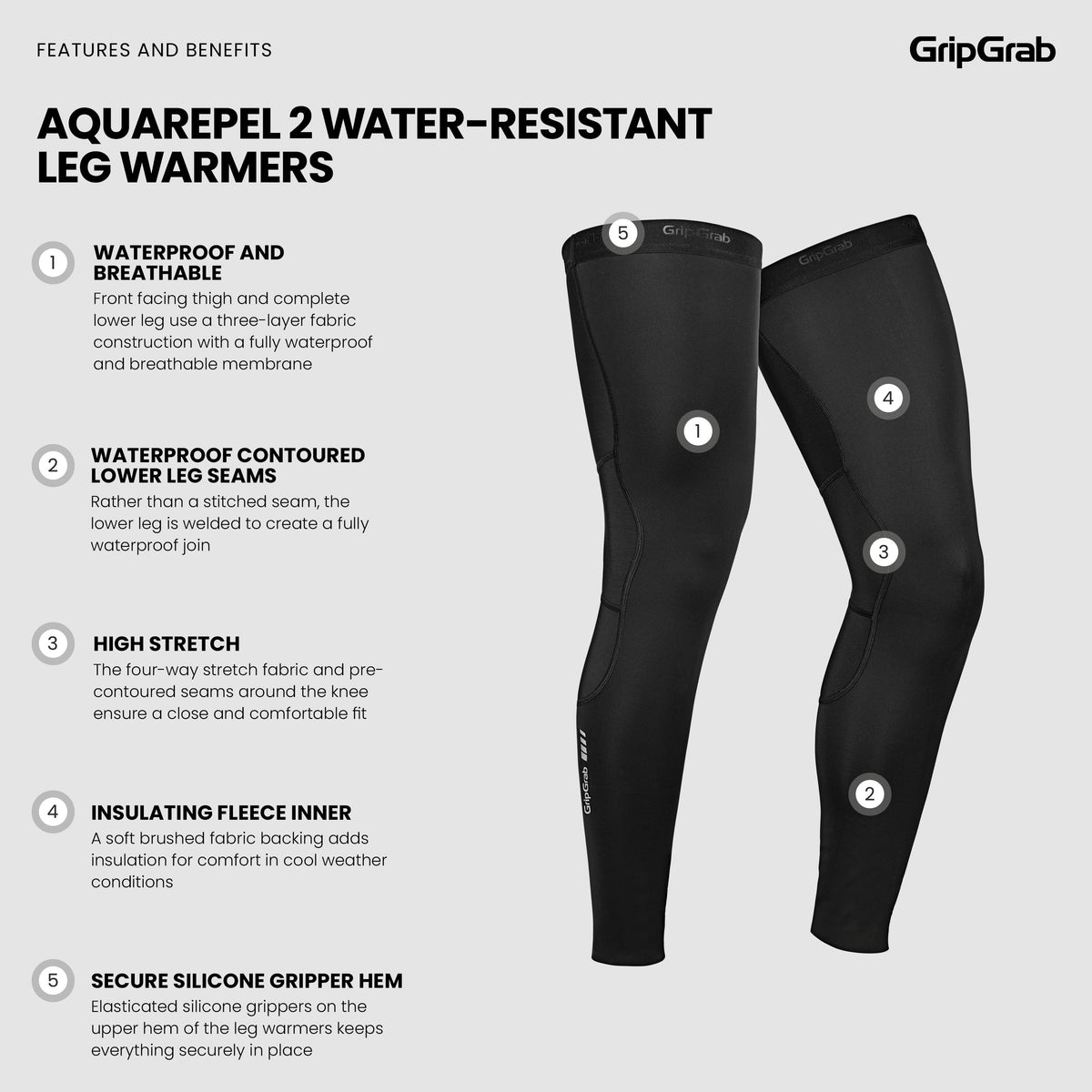 GRIPGRAB AQUAREPEL 2 WATER RESISTANT løse ben i sort