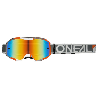 Máscara O'NEAL B-10 DUPLEX Branco/Preto/Laranja Ecrã Radium Vermelho