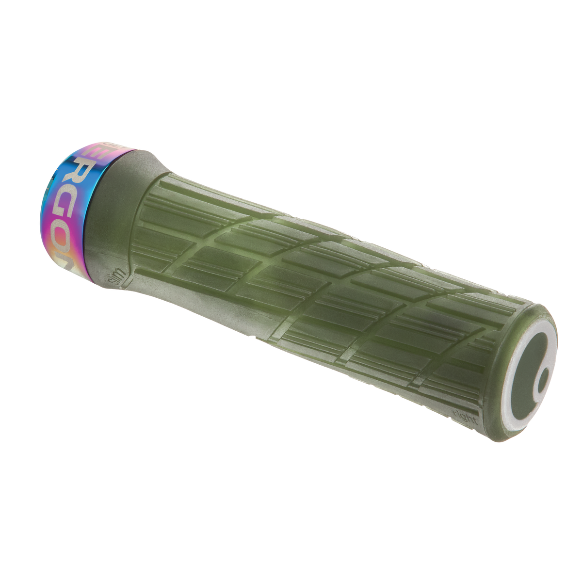 Manopole ERGON GE1 EVO Factory Slim verde muschio ghiacciato con collarini effetto iridescente