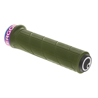 Chwyty ERGON GD1 EVO Factory zielone Moss Frozen z obejmami Oil Slick