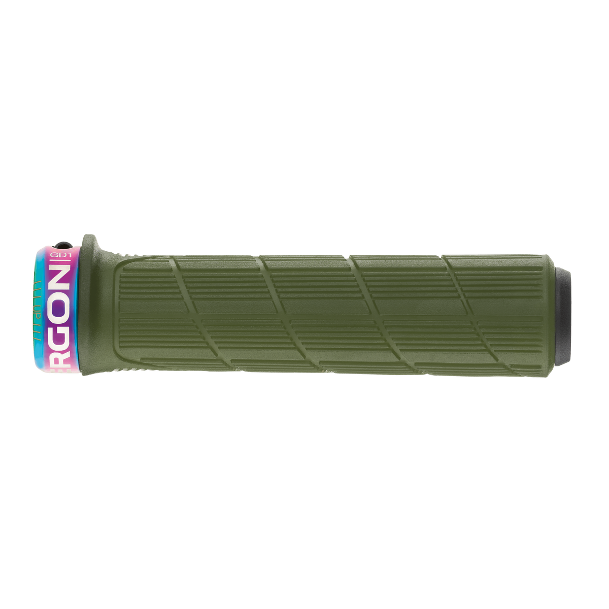 Gripy ERGON GD1 EVO Factory zelené Moss Frozen s objímkami Oil Slick – detail