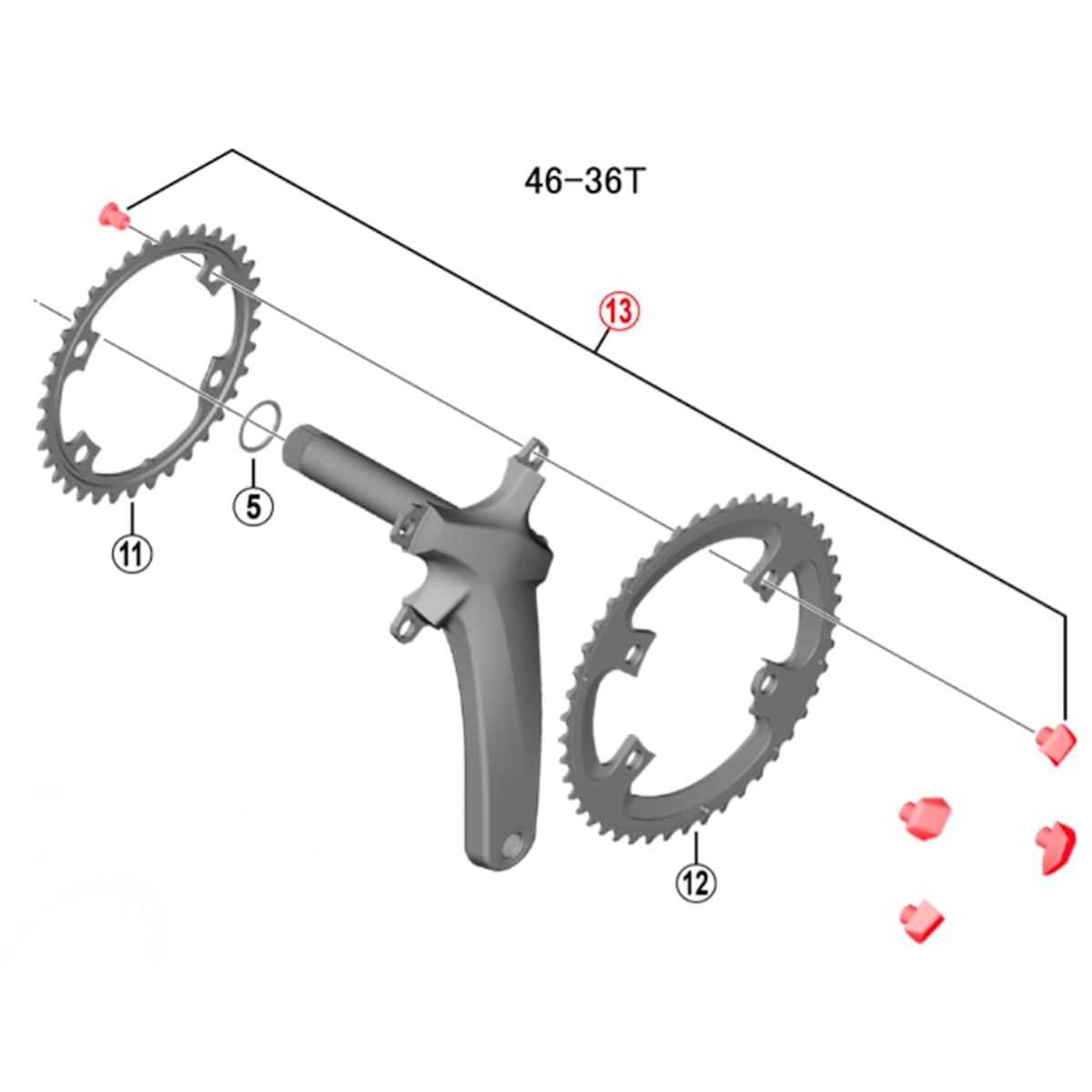 Kit di 4 viti e boccole per guarnitura combinata SHIMANO ULTEGRA FC-R8000 46-36