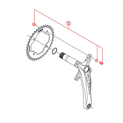 Sats med 4 Skruvar och Brickor M8x8,5 mm för Vevlager SHIMANO ZEE FC-M640