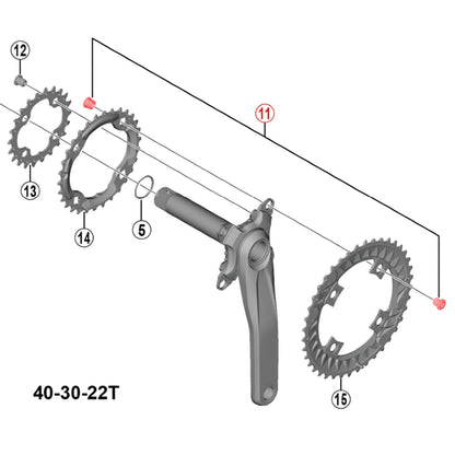 4 ruuvin ja mutterin kiinnityspaketti ulkoiselle ketjupyörälle kolmoispolkimeen SHIMANO DEORE FC-M6000 #Y1WC98050 Musta