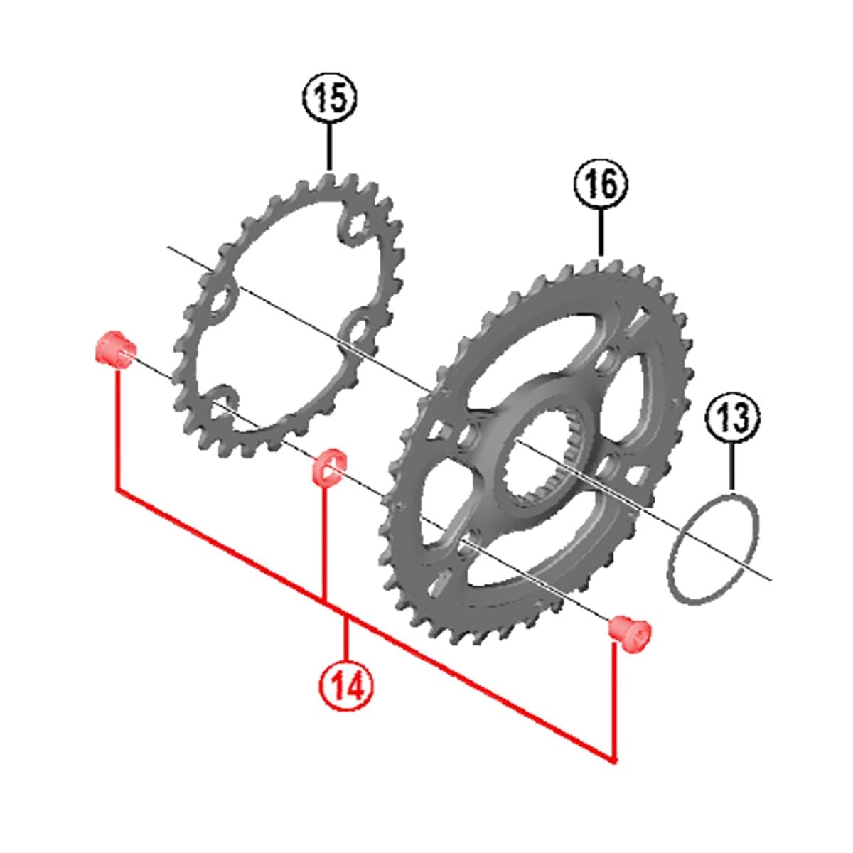 Sæt med 4 skruer og skorstene til SHIMANO XT FC-M8100-2 dobbelt kranksæt #Y0J898020 Sort