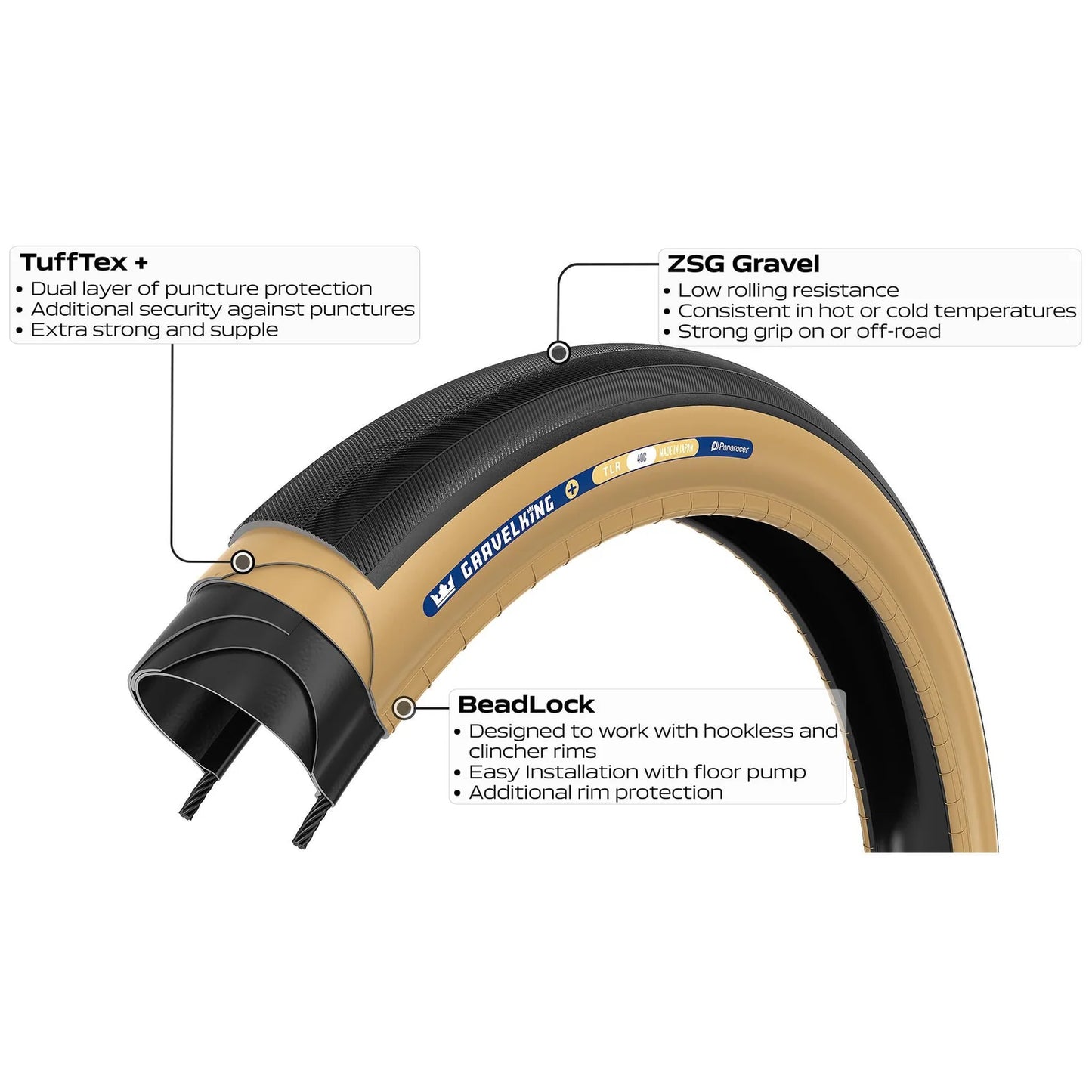 PANARACER GRAVELKING SLICK+ TLR 700x40 Tubeless Ready Brunt dæk