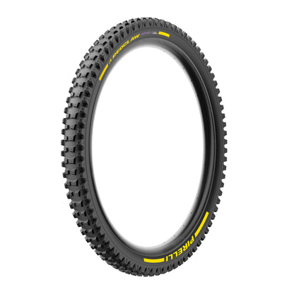 PIRELLI SCORPION RED CLAW 29x2.40 Supersoft DH+Wall Tubeless Ready sulankstoma padanga, juoda / geltona „Team Edition“