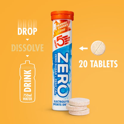 Hydreringstabletter Elektrolytter HIGH5 ZERO (x20) Appelsin og Kirsebær