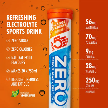 Hydreringstabletter Elektrolytter HIGH5 ZERO (x20) Appelsin og Kirsebær