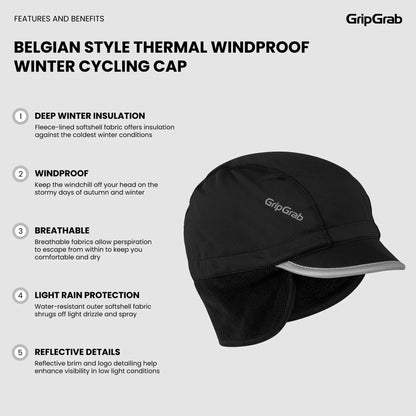 Pipo GRIPGRAB BELGIAN STYLE THERMAL WINDPROOF WINTER Musta