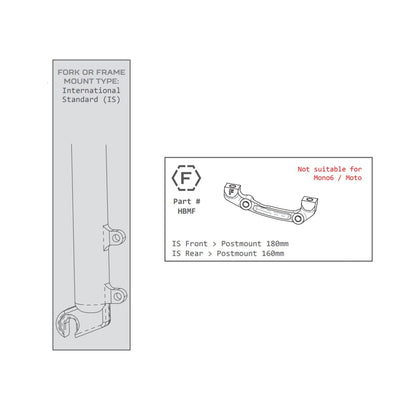 Adapterklämmor fram/bak PM/IS HOPE (fram 180mm / bak 160mm) #HBMF Svart