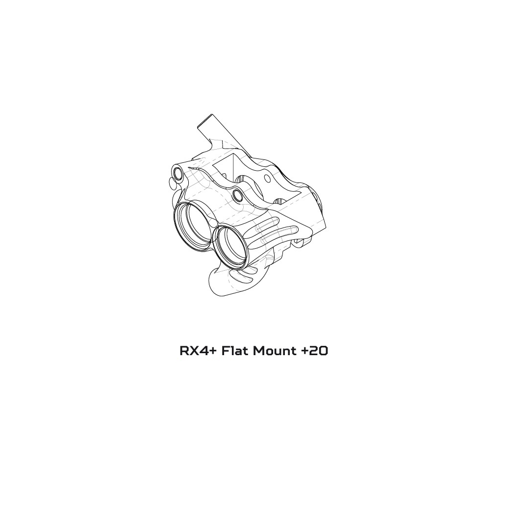 Etrier de Frein HOPE RX4+ SL  FM 34mm (+20) 4 Pistons Minéral Bleu