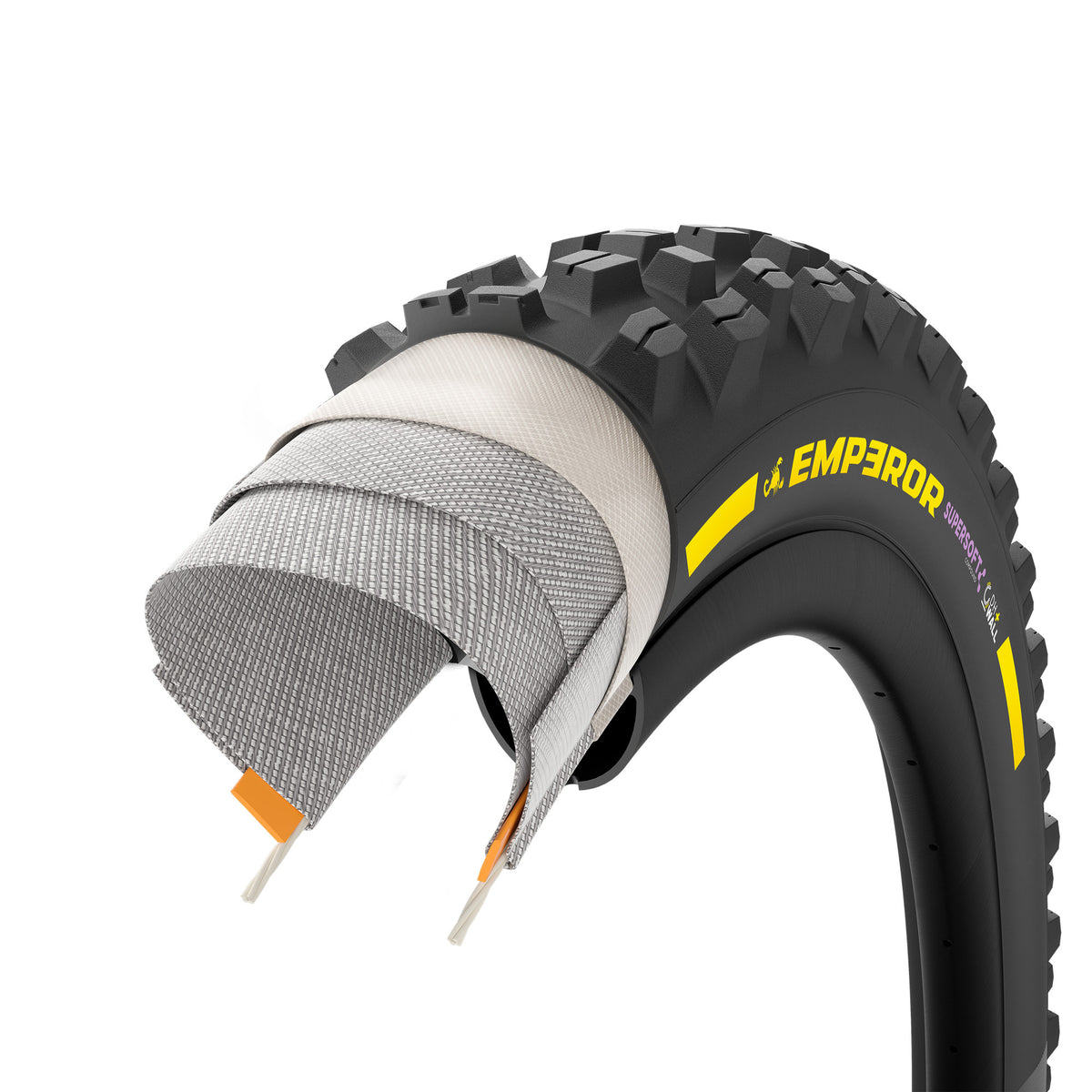 Opona PIRELLI SCORPION EMPEROR 27.5x2.40 Supersoft DH+Wall Tubeless Ready, zwijana, czarno-żółta Team Edition