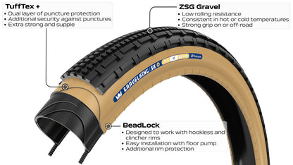 Opona PANARACER GRAVELKING SK+ TLC 700c Tubeless Ready Beżowa