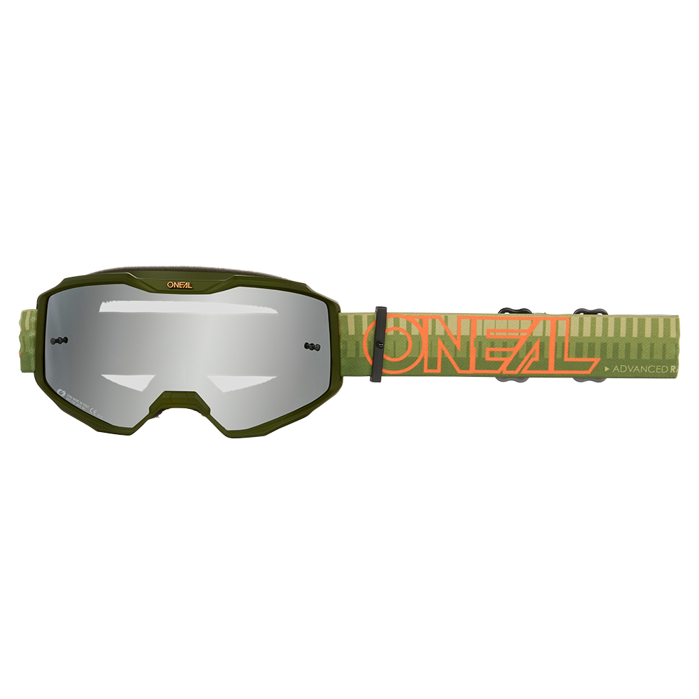 Masque O'NEAL B-10 STRIPED Vert/Orange Écran Silver Mirror