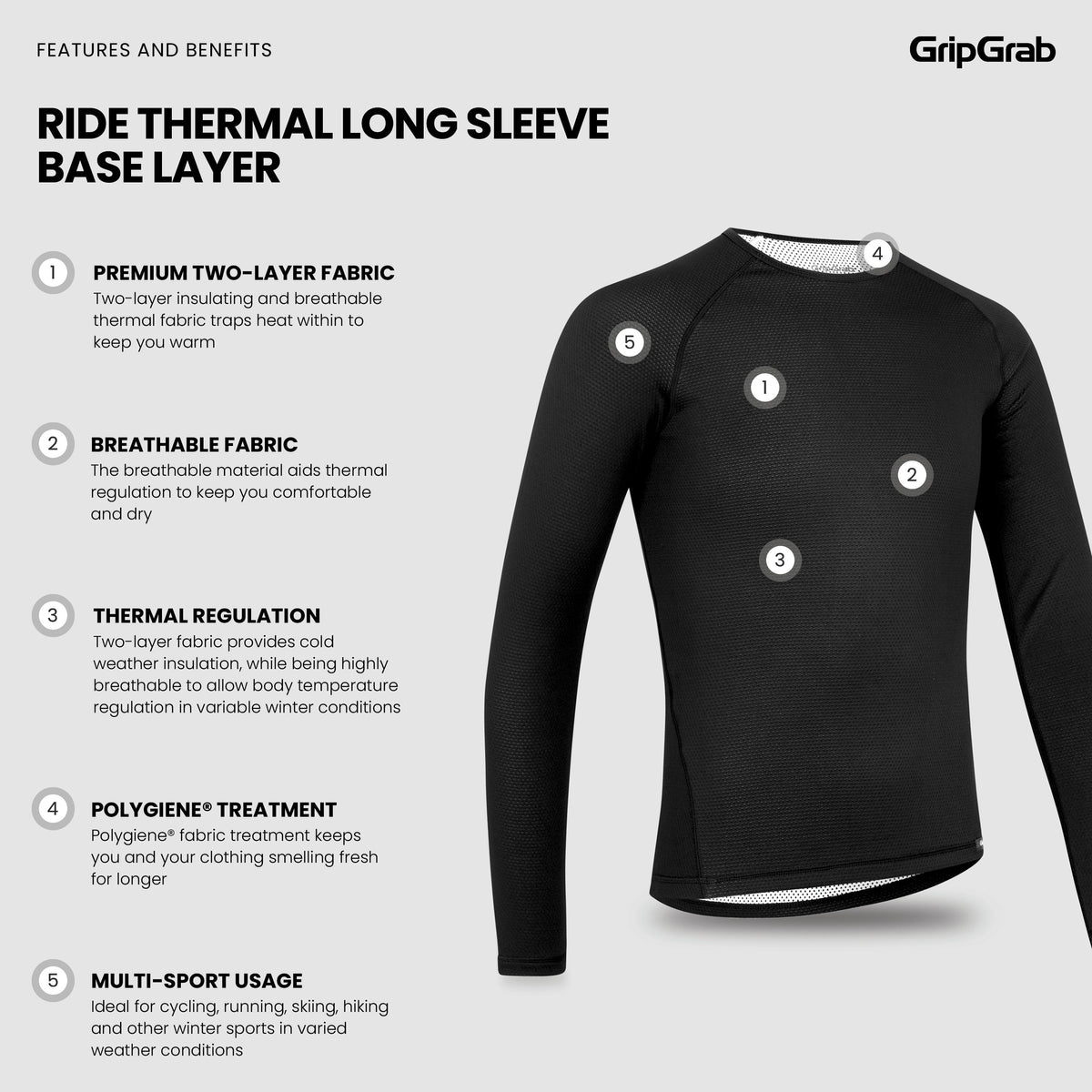 GRIPGRAB RIDE THERMAL fekete hosszú ujjú aláöltözet