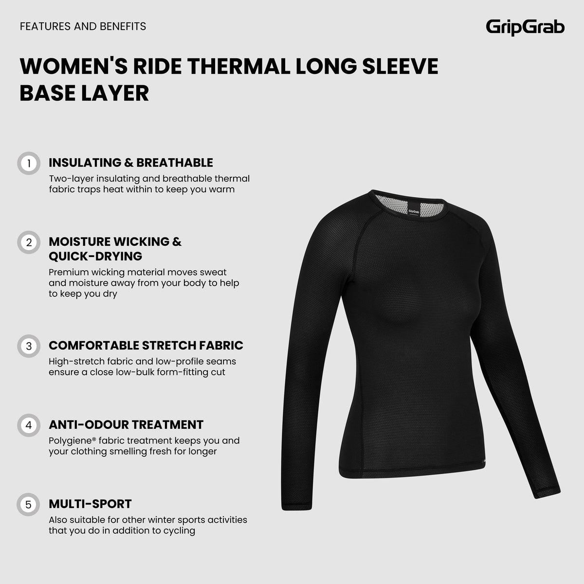 GRIPGRAB RIDE THERMAL Women’s Long-Sleeve Base Layer Black
