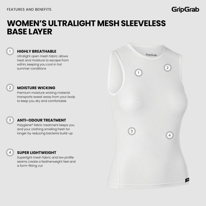 GRIPGRAB ULTRALIGHT MESH Women’s Sleeveless Base Layer White