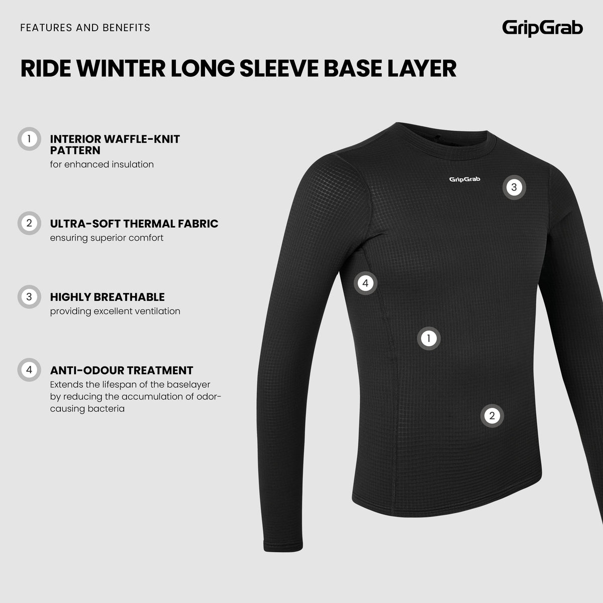 Maglia intima a maniche lunghe GRIPGRAB RIDE WINTER nera