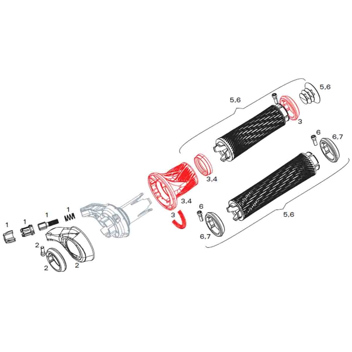 Replacement Handle Kit for SRAM GRIP SHIFT XX / X0 Front Shift #11.7018.010.000