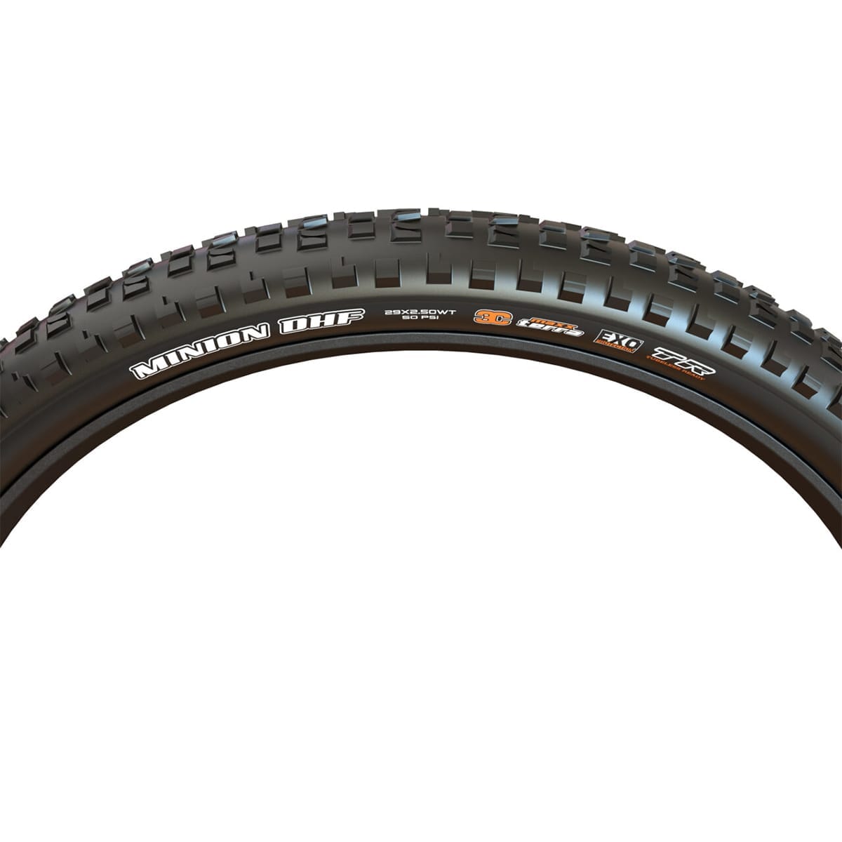 MAXXIS MINION DHF 29x2.50 WT DH E50 3C MaxxGrip Tubeless Ready Soft Sort-dæk