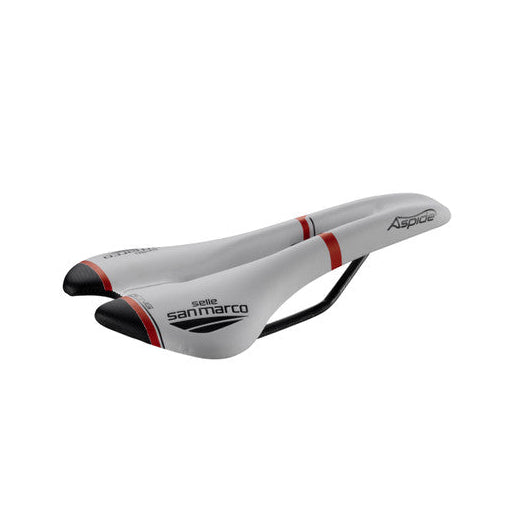 Saddle SAN MARCO ASPIDE RACING OPEN FIT NARROW Rails Xsilite White/Black/Red