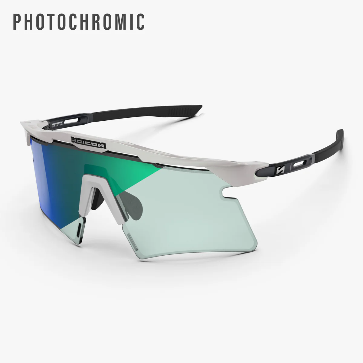 SCICON AEROSHADE 2.0 TITANIUM Vita metallglasögon Blågrön fotokromisk lins