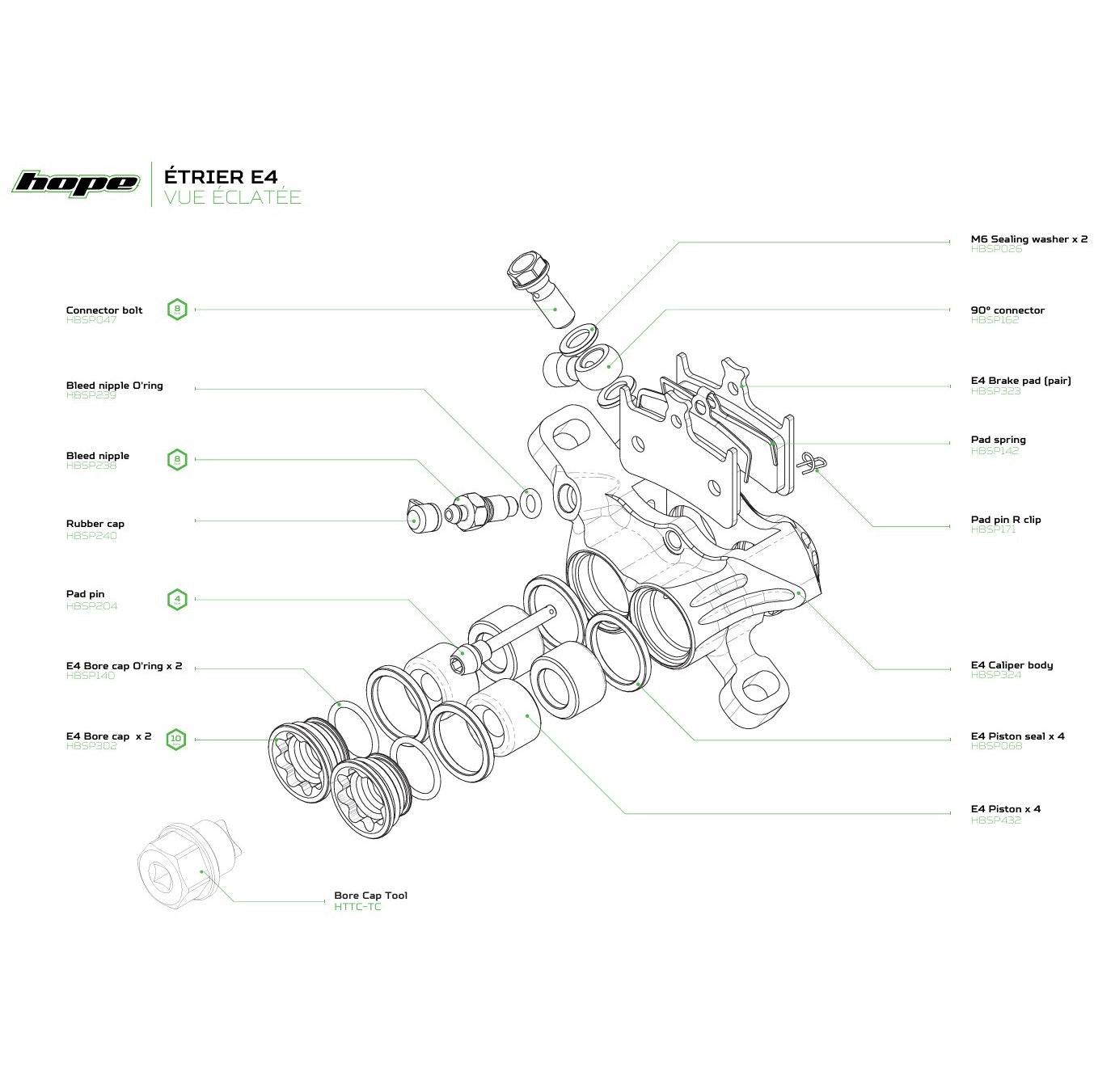 Etrier de Frein Hydraulique HOPE E4 Noir