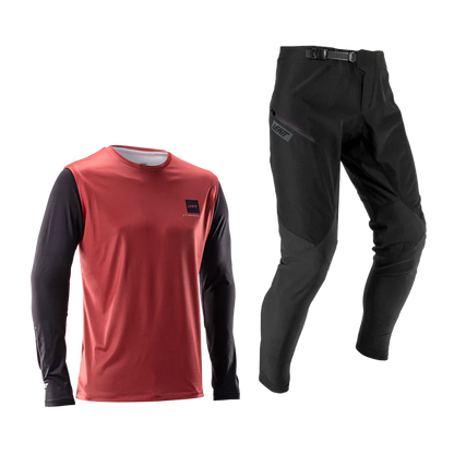 Kit Maglia + Pantaloni LEATT MTB GRAVITY 1.0 Junior Nero/Rosso