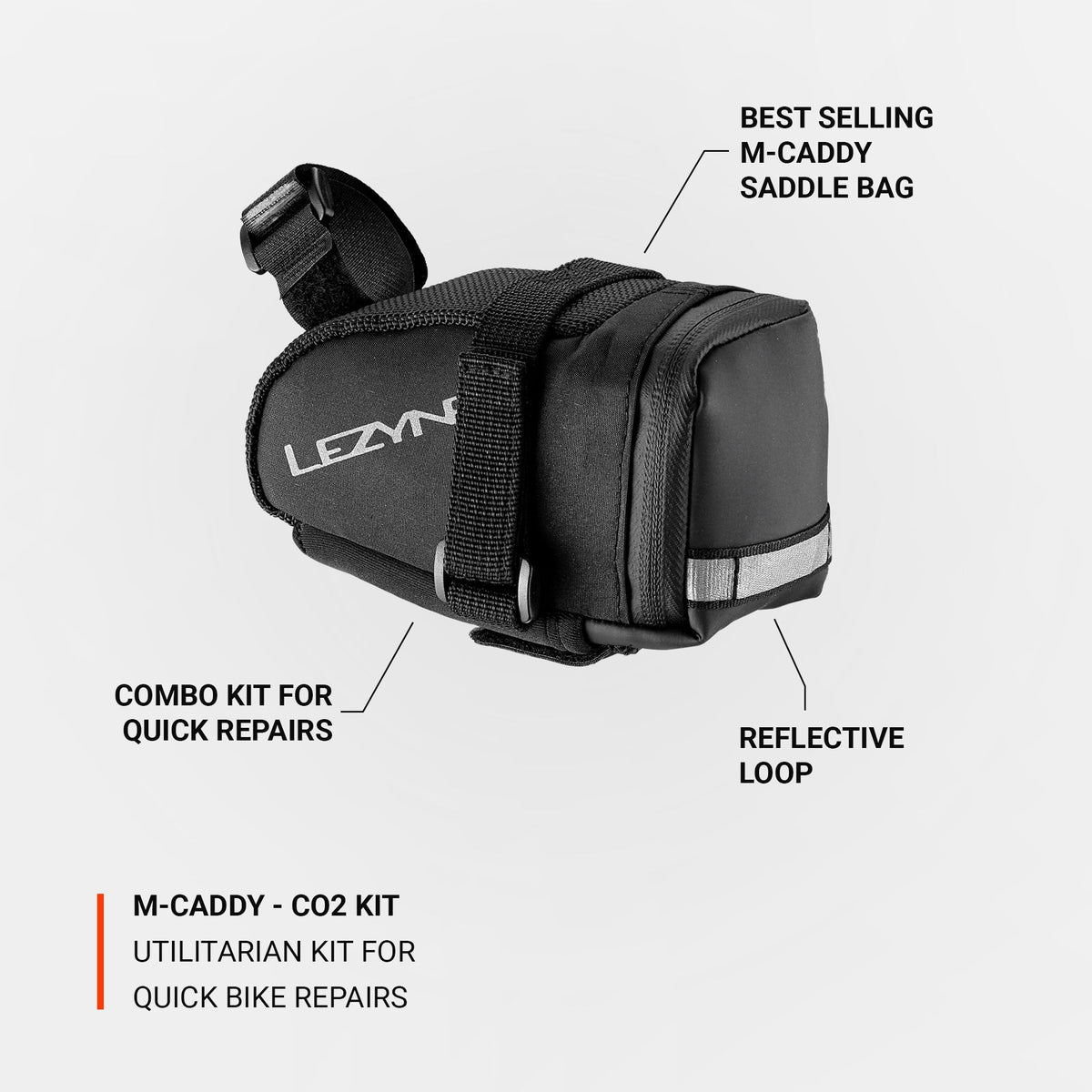 Sadelväska LEZYNE Caddy svart med CO2-kit