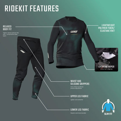 Kit Maglia + Pantalone LEATT MTB GRAVITY 1.0 Nero/Blu